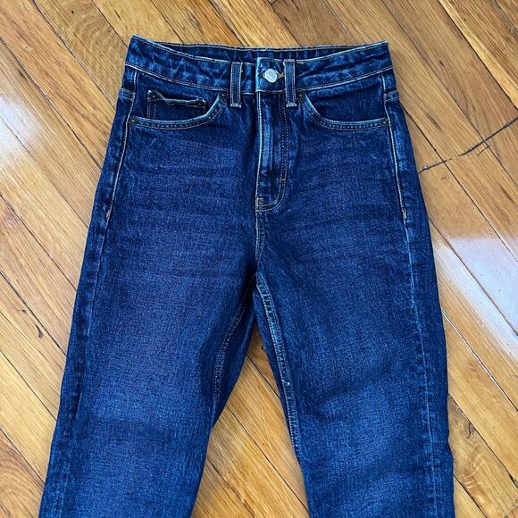 Topshop Dark Wash High Waisted Cropped Denim Jeans Size W25 - Picture 2 of 10